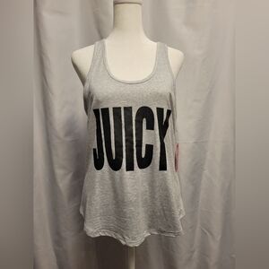 New Juicy Racerback Tank Top Womens Large W Tags Gray With Black Logo Athleisure
